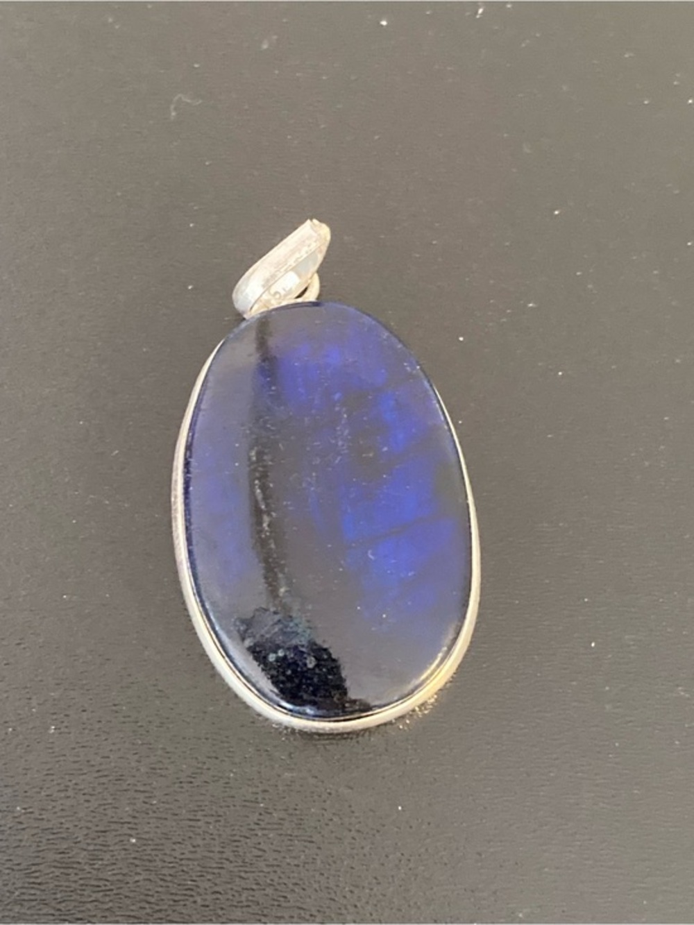 Sterling Silver Blue Oval Gemstone Pendant